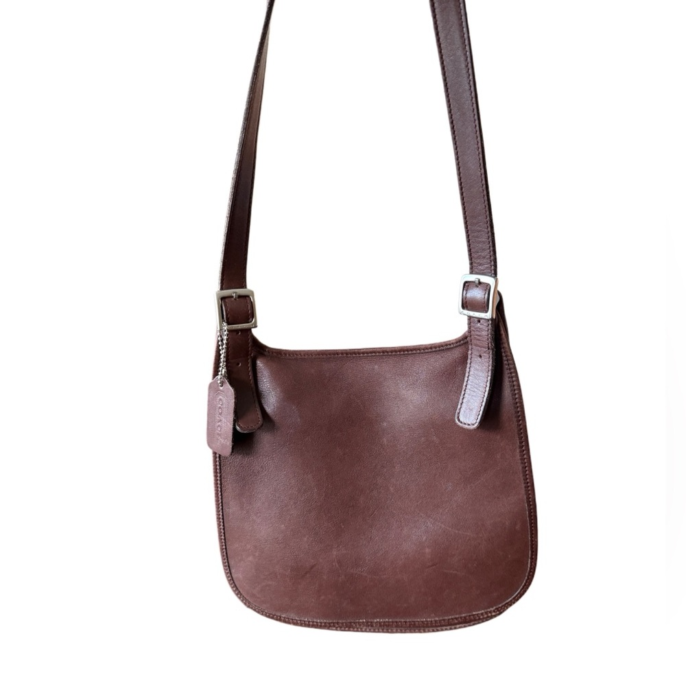 Vintage Brown Leather Authentic Coach Hippie Flap Bag w/ Matching Wallet